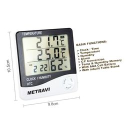 Metravi HTC-01 Compact Digital Temperature and Humidity Meter/Thermo-hygro Meter with Clock & Alarm image 2