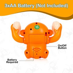 Gooyo GY-2020 Battery Operated Voice Control Monkey Toy with Musical, Dancing,Spinning,Rolling and Sensor Feature for Gifts/Kids/Babies/Boys/Girls|Orange Color,Power Source:3xAAA Battery(Not Included) image 3
