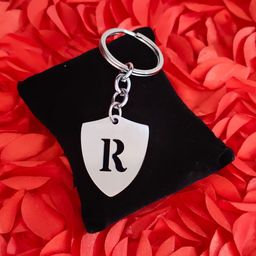 m men style English Alphabet Initial Charms Letter Initial R Alphabet Silver Stainless Steel Letters Script Name from A-Z KeyChain And KeyringFor Men And Women image 4