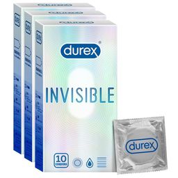 Durex Invisible Super Ultra Thin Condoms for Men – 10 Count Pack of 3 image 1