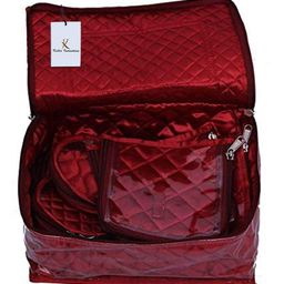 Kuber Industries Satin Jewellery Kit With 12 Pouches|Transparent Pouches With Box|Different Size & Shape|Size 11 x 25 x 16 CM (Maroon) image 2