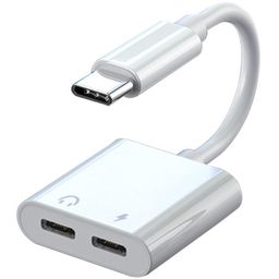 snlrntin USB C Adapter for Headphones, Dual USB-C for Audio & Charging Adapter, 2 in 1 Type C Splitter for MacBook Pro, Compatible with iPad Air, iPhone 15 Pro Max, Samsung Galaxy S23, HP, Dell, etc image 1
