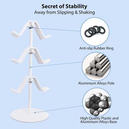 OIVO INDIA Controller Stand 3 Tier,Headphone Holder, Multi Adjustable Game Controller Headset Hanger for All Universal Gaming PC Accessories, Compatible for Xbox PS4 PS5 Nintendo Switch (White) image 3