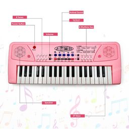 VikriDA Kids Keyboard Piano, 37 Keys Piano Keyboard with Power Option (37 Keys and 8 Tones, 8 Rhythms 4 Percussion) Pink image 3