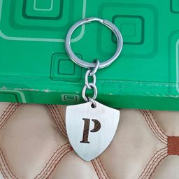 m men style English Alphabet Initial Charms Letter Initial P Alphabet Silver Stainless Steel Letters Script Name A-Z KeyChain And KeyringFor Men And Women image 3