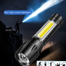 clezgo DOTCOM LED Emergency Handheld Flashlight USB Rechargeable Flashlight 3 Modes Adjustable Focus,Portable Waterproof LED Flashlight with COB Side Lights，Best Tactical Torch for Hurricane (1pack) image 5