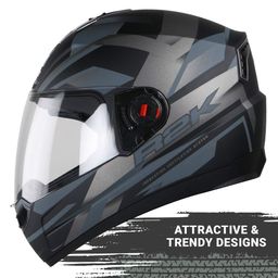 Steelbird SBA-1 R2K Full Face Graphics Helmet in Matt Finish with Clear Visor (Medium 580 MM, Matt Black Grey) image 3