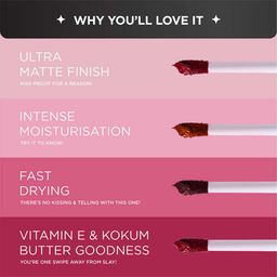 bella vita organic BELLAVITA Mini Kiss Proof Liquid Lipstick Gift Set of 4 x 2ml | Smudge & Transfer-Proof | Intense Moisturisation | Just Nude + Berry Nude + Mocha Madness + Cherry Pop | Lipstick Combo Set image 4