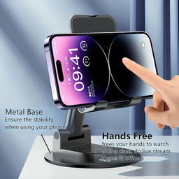 Elfora 360° Mobile Stand |Rotatable & Foldable | Tabletop Mobile Holder |Multiple Height & Angle Adjustments | Compatible for iPhone | Samsung | Oneplus | Vivo | Oppo & Other Smartphones (Black) image 4