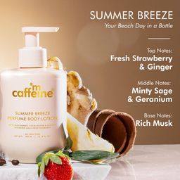 mCaffeine Summer Breeze Perfume Body Lotion| Niacinamide, Cocoa Butter & Shea Butter For Deep Moisturization | Lightweight, Non-Sticky | Aqua-Fresh Beachy Fragrance | Body Lotion For Dry Skin - 300ml image 5
