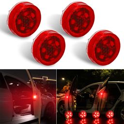 Botepon 4PCS Universal Wireless Car Door LED Warning Light, Waterproof LED Strobe Flicker for Anti rear-end Collision (red) image 1