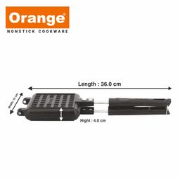 Orange Non-Stick Waffle/Pancake Maker, Gas stove Compatible Super Heavy | Comfortable Cool Touch Long Handles | Scratch Proof | Easy Waffle Release | Black Color image 5