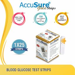 AccuSure Gold Glucometer Test Strips, Pack of 1 | 25 Glucometer Strips image 3