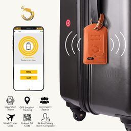 tag8 Dolphin Smart Bag Tracker tag, Android and iOS Compatible, Alternative to GPS Tracker for Locating Valuables Within Approximate Distance, Bluetooth Luggage tag and Suitcase Finder, 4 Piece, Tan image 4
