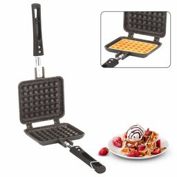 Orange Non-Stick Waffle/Pancake Maker, Gas stove Compatible Super Heavy | Comfortable Cool Touch Long Handles | Scratch Proof | Easy Waffle Release | Black Color image 1