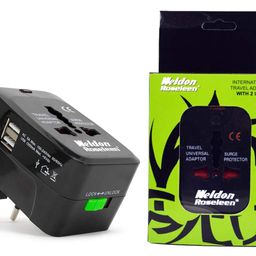 Weldon Roseleen Travel Basic International Travel Adapter with 2 USB AU UK US EU Plug Adapter Copper image 5
