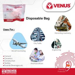 Venus N-101, ISI Approved Disposable Noise Reduction Corded Earplugs, NPR 32 db, Extra Soft Material, Sound reduction Earplug Use for Underwater, Meditation, Study, Flight Travel, Sleeping (10 Pairs) image 5