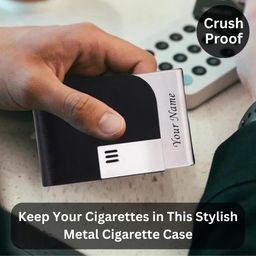 Felstar Customized/Personalized With Name Engraved Metal Cigarette Case Box for Regular, King and Slim Size Cigarettes, Stylish Gifting Option for yourself, men, Brother or Husband (Black) image 4