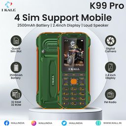 ikall I Kall K99 Pro Tough Multimedia Keypad Phone | 2.4" Screen, 4 SIM Compatibility, Rugged & Durable Build, 2500mAh Battery with Powerbank Feature (Green) image 3