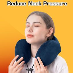 greeli Extra Soft Memory Foam Luxury Travel Neck Support Rest Pillow with Soft Washable & Removable Cover, Multipurpose Comfortable Travel Pillow for Airplane (Navy Blue Multiple Raise) image 5