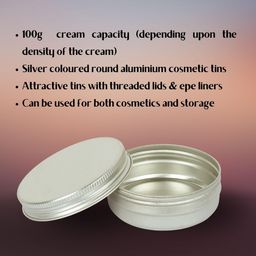 kalart creations 100ml Aluminium Cosmetic Cream Containers with Threaded Lid & EPE Liner, Pack of 5 | Reusable Storage & Packing Jars for Creams, Balms, Scrubs, Waxes image 4