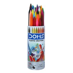 Doms 28 Shades Erasable Plastic Crayons Round Tin Box | Smooth & Even Shading | Bright & Playful Colors | Free Sharpner Inside | Non-Toxic & Safe For Childrens | Pack of 2 image 3