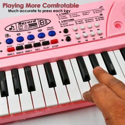 VikriDA Kids Keyboard Piano, 37 Keys Piano Keyboard with Power Option (37 Keys and 8 Tones, 8 Rhythms 4 Percussion) Pink image 2