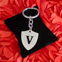 m men style English Alphabet Initial Charms Letter Initial V Alphabet Silver Stainless Steel Letters Script Name KeyChain from A-Z For Men And Women image 4