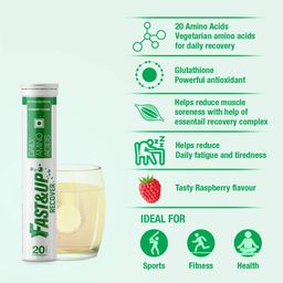 Fast&Up Recover - Essential Amino Acids (20 Effervescent Tablets - Raspberry Flavour) - Post Workout Supplement for Muscle Recovery image 3