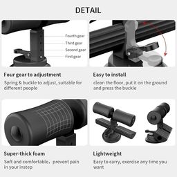AATMNIVEDI Sit-ups Assistant Device, Upgraded Sit-up Fitness Equipment Muscle Exercise Abdominal Device Portable Sit Up Bar with Foam Padded for Floor 3 Positions for Abs Home Workout (Black) image 3
