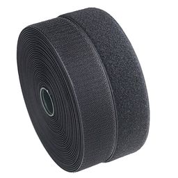 Sunkizzrs® 5m Hook + 5m Loop (Width-25mm) Tape Roll Strips with Adhesive Back Mounting Tape for Picture and Tools Hanging Pedal Board Fastening Black Stick-On Tape image 1