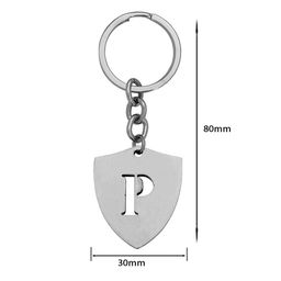 m men style English Alphabet Initial Charms Letter Initial P Alphabet Silver Stainless Steel Letters Script Name A-Z KeyChain And KeyringFor Men And Women image 2