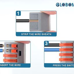Globomotive 4 Way Looping PCT -214 0.08-2.5mm Wire Connector - Terminal Block with Spring Lock Lever for Cable Connection (Pack of 2) image 5
