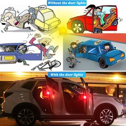 Botepon 4PCS Universal Wireless Car Door LED Warning Light, Waterproof LED Strobe Flicker for Anti rear-end Collision (red) image 4