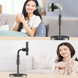 SEVAM Broadcast Mobile Phone Stand Multi-Angle Adjustable Desk Mount Holder 360 Rotate for Online Classes Live Streaming, Universal Compatible with All iPhone/Android Smartphone Tabletop image 3