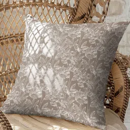 CASABLEU Brown & White 2 Pieces Floral Square Cushion Covers-image-49