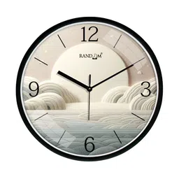 RANDOM Black & Off White Printed Contemporary Wall Clock-6