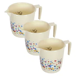 Kuber Industries Beige & Blue 3 piece Floral Plastic Bath Accessories Set-31