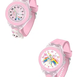 Spiky Unisex Kids Printed Dial & Embellished Straps Analogue Watch Combo_RabUnicorn-2