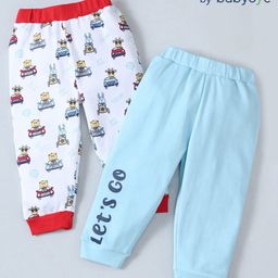 Babyoye Full Length Cotton Lounge Pant Car Print - Blue Red-picture-3