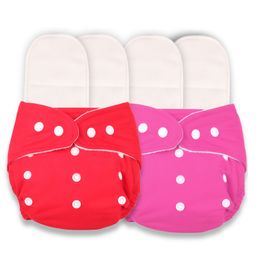 Deedry Reusable Cloth Diapers With 4 Insert Pack of 2 - Red Pink-14