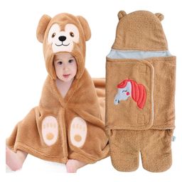 Brandonn Combo of Flannel Hooded Wearable Blanket Unicorn Patch And Hoodie Wrapper Pack of 2 - Camel-25