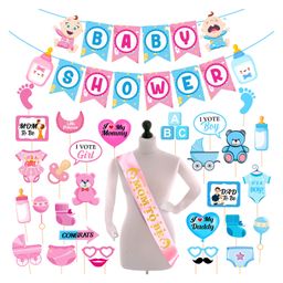Zyozi Baby Shower Decorations Baby Shower Party Supplies Prop Blue and Pink - Pack of 32-image-8