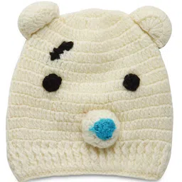 MayRa Knits Animal Face Applique Detailed Hand Knitted Woollen Cap - Cream-picture-41