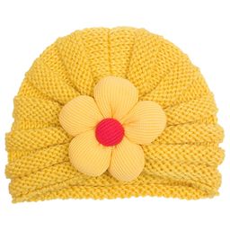 SYGA Wool Cap Warm Stretchable Knitted Flower Hat - Yellow-picture-19