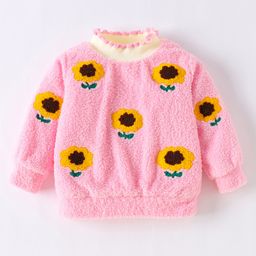 Kookie Kids Full Sleeves Sweatshirt with Sunflower Design - Pink-image-86