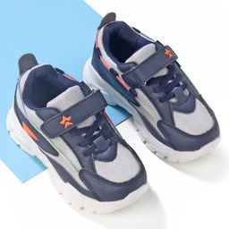 Cute Walk by Babyhug Color Block Sneakers with Velcro - Navy Blue &  Grey-image-16