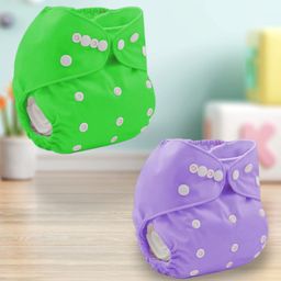 Sparkle Joy Free Size Reusable Cloth Diaper Without Insert Pack Of 2 - Green & Purple-3
