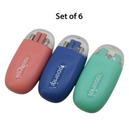Asera Stainless Steel Chopsticks Spoon Fork Sleeve Box with Tableware, Portable Cutlery, Tableware Storage Box, for Workers at School,Canteen Home Kitchen Multicolor (Set of 6)-5