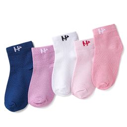 Honeyhap Premium Cotton Knit Bamboo Spandex Ankle Length Bio Finish Solid Socks Pack of 5 - Dark Pink Navy Lavender White Pink-image-30